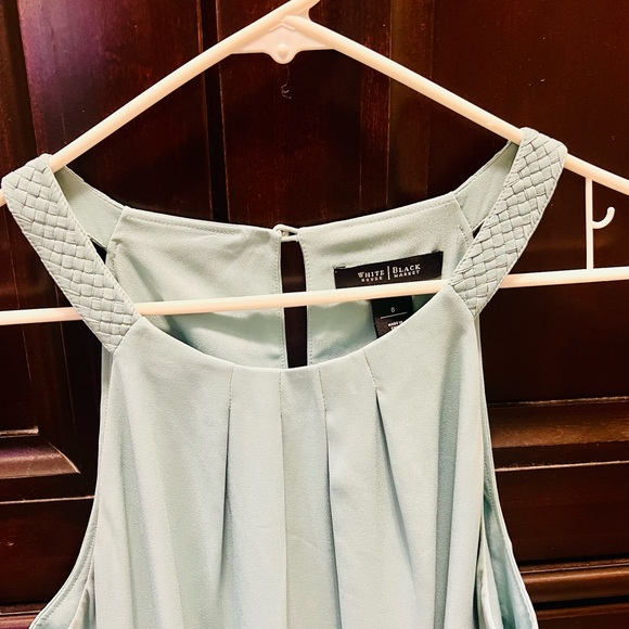 Beautiful White House Black Market sage green midi dress, asymmetrical - Picture 3 of 5